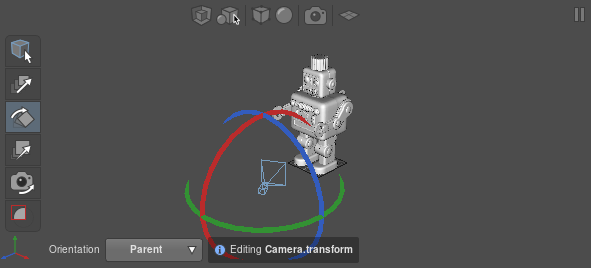 The camera, rotated, in the Viewer