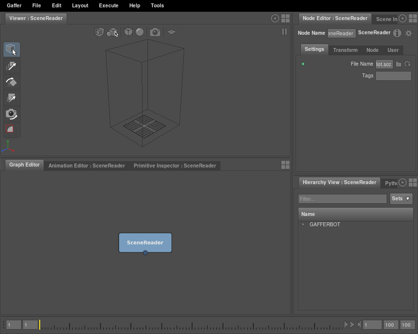 The bounding box of the selected SceneReader node