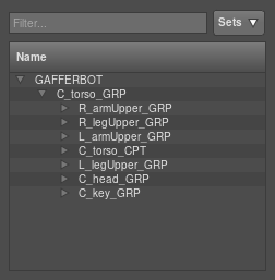 The scene hierarchy, expanded down two levels