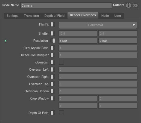 The Resolution override plug in the Render Overrides tab in the Node Editor