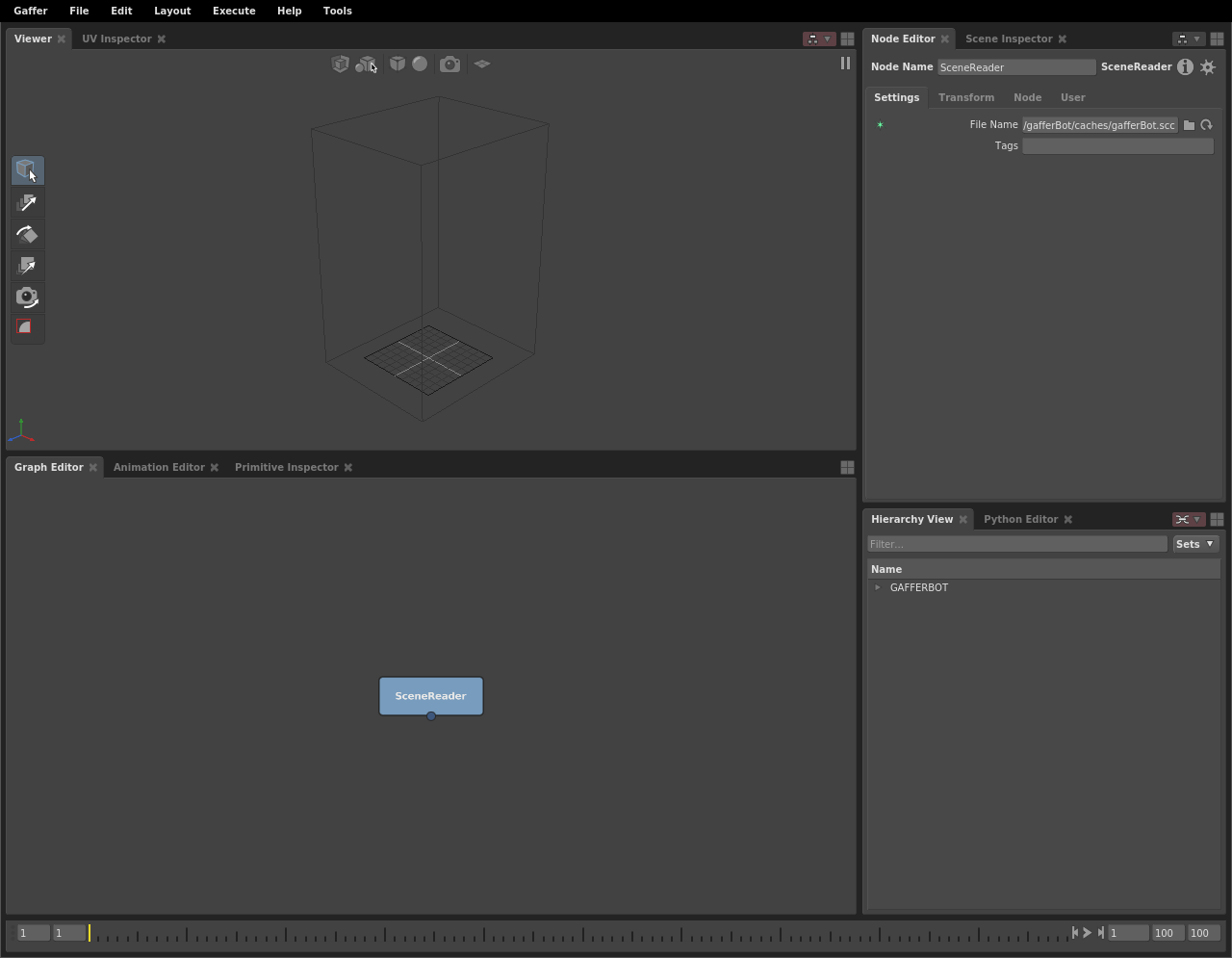 The bounding box of the selected SceneReader node