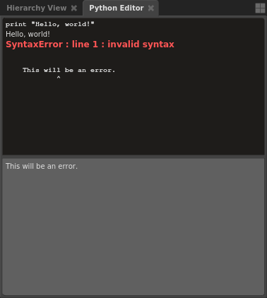 Errors in a Python Editor's output field