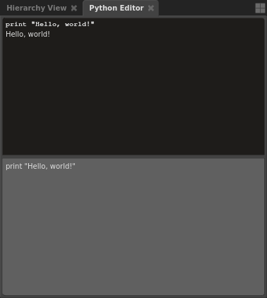 A Python Editor with its input and the output field