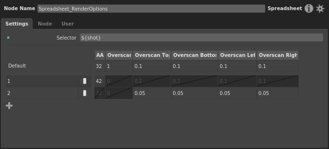 The spreadsheet with overscan values