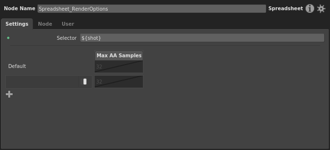 The spreadsheet with a value in the Selector plug