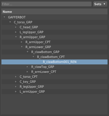 The Hierarchy View with a location selected