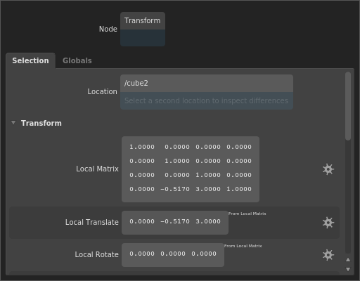 The queried location in the Scene Inspector.