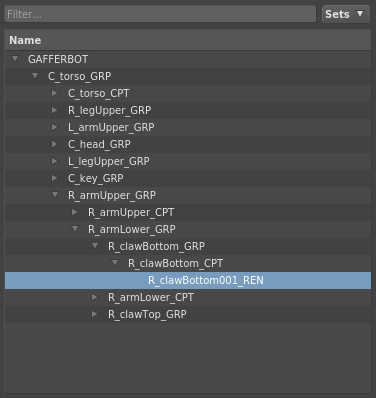 The Hierarchy View with a location selected