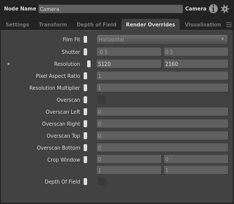 The Resolution override plug in the Render Overrides tab in the Node Editor