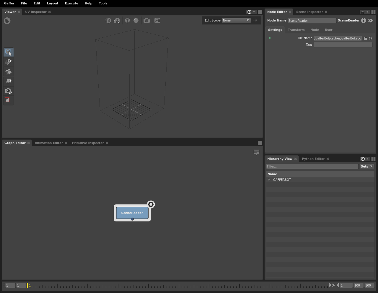 The bounding box of the selected SceneReader node