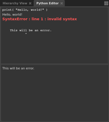 Errors in a Python Editor's output field