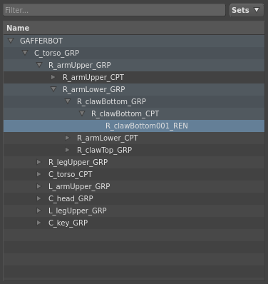 The Hierarchy View with a location selected