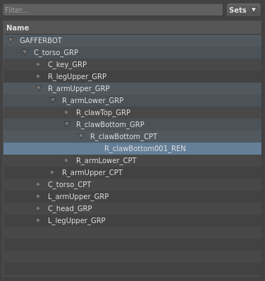 The Hierarchy View with a location selected