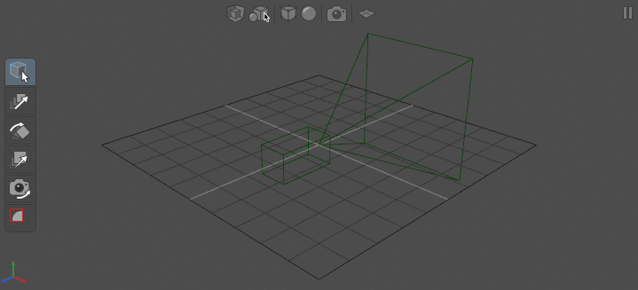 Selecting, translating, and rotating a camera object in the Viewer