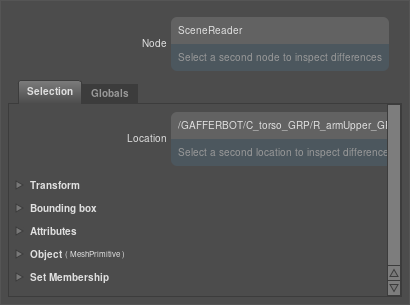 All of a location's property sections in the Selection tab Scene Inspector
