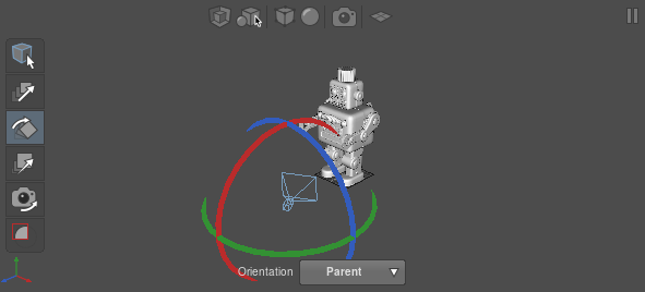 The camera, rotated, in the Viewer