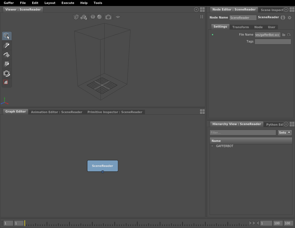 The bounding box of the selected SceneReader node