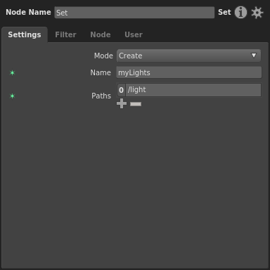 A Set node in the Node Editor