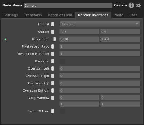 The Resolution override plug in the Render Overrides tab in the Node Editor