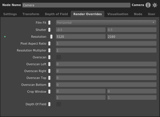 The Resolution override plug in the Render Overrides tab in the Node Editor