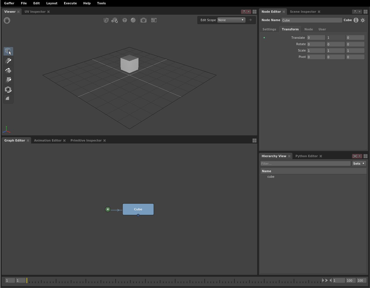 A basic scene network, where an expression uses a Context Variable to drive a plug.