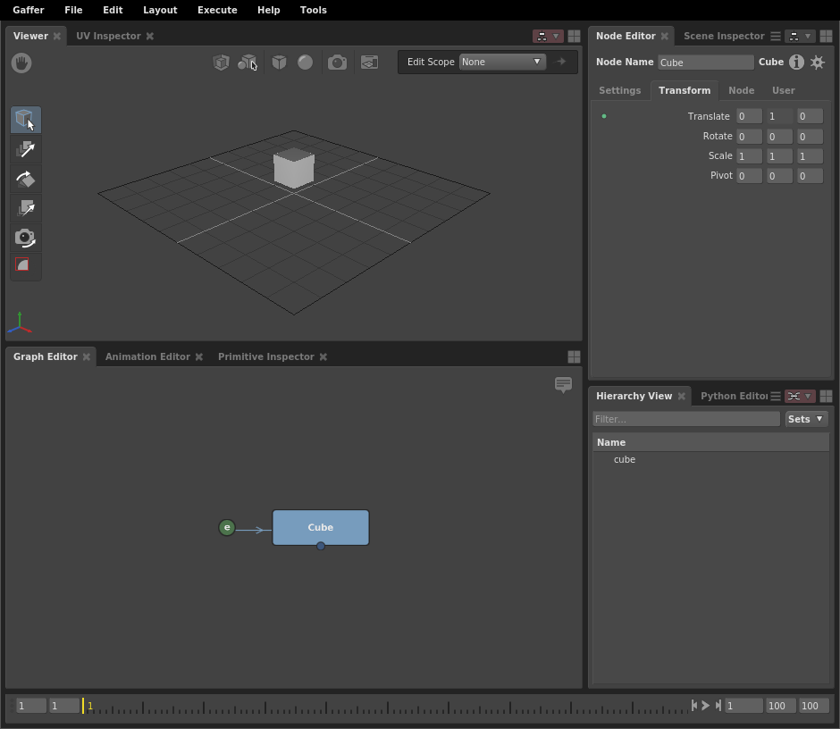 A basic scene network, where an expression uses a Context Variable to drive a plug.