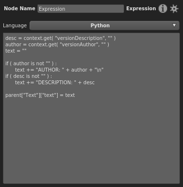 The expression code drives a plug in the main branch, but will be empty if the appropriate Context Variables haven't been assigned.