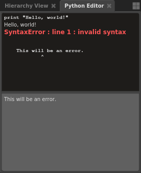 Errors in a Python Editor's output field