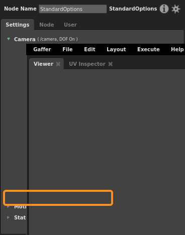 The Depth of Field plug of a StandardOptions node in the Node Editor