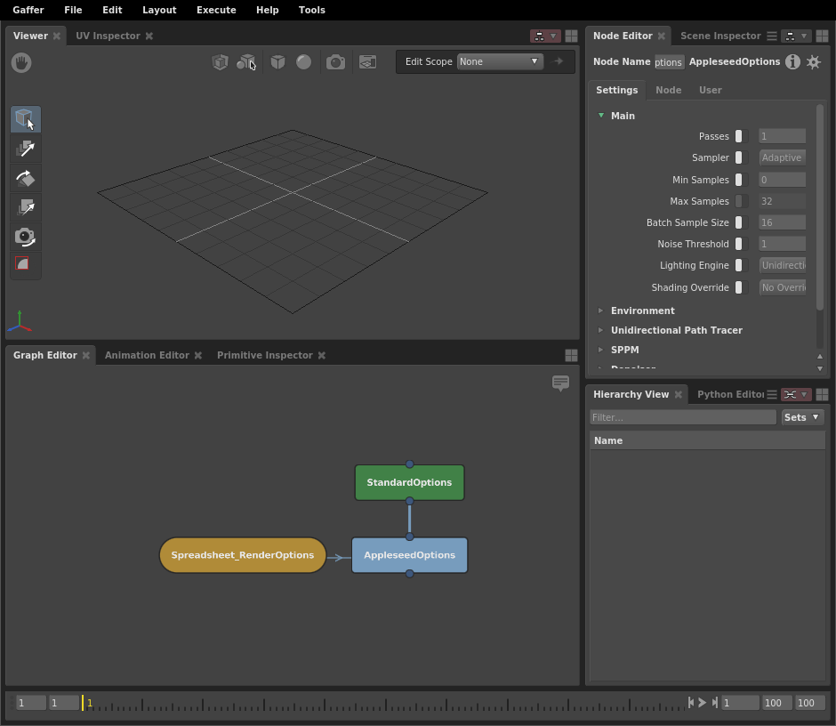 Spreadsheet node in the Graph Editor and a new Node Editor window