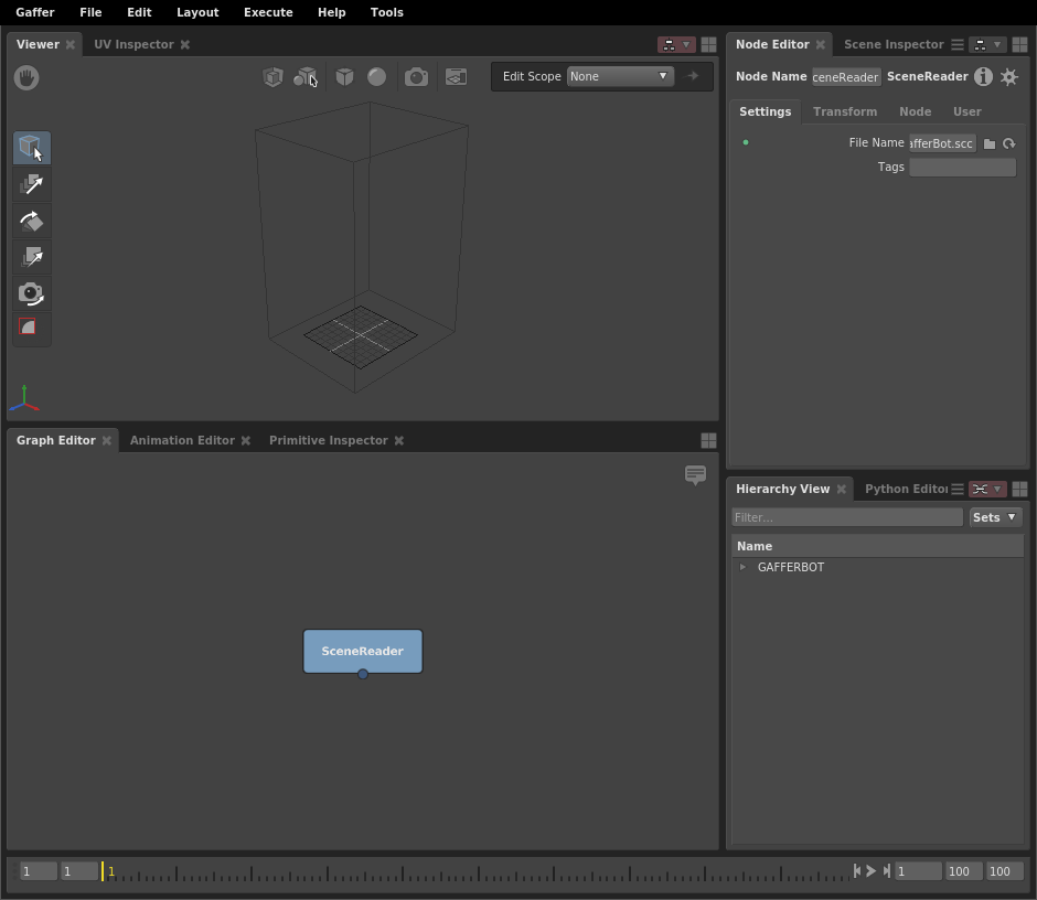 The bounding box of the selected SceneReader node