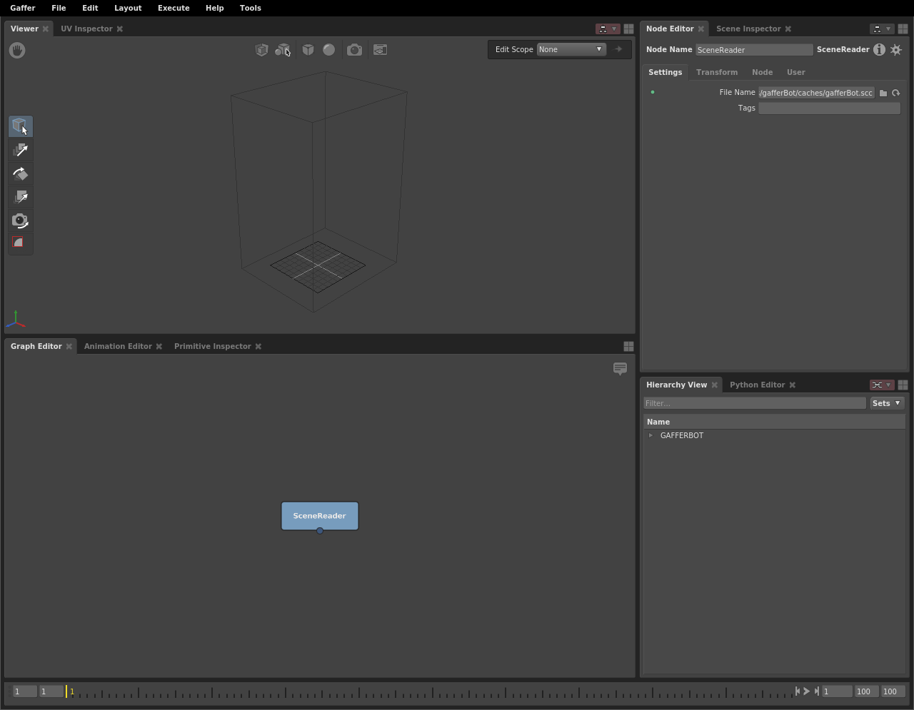 The bounding box of the selected SceneReader node