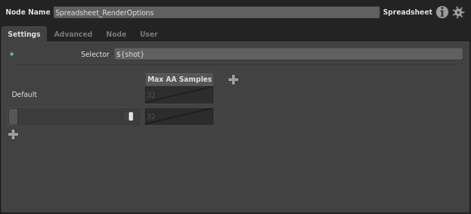 The spreadsheet with a value in the Selector plug