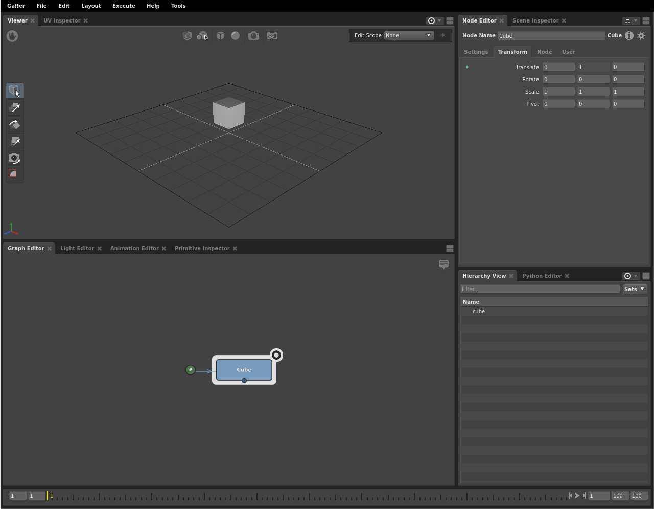 A basic scene network, where an expression uses a Context Variable to drive a plug.