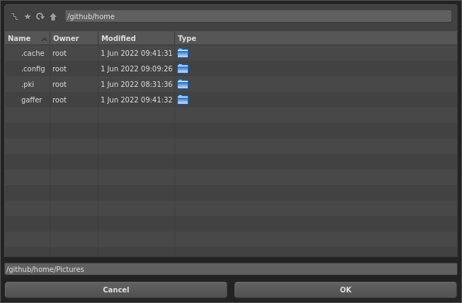 A custom default path in an image node's file browser