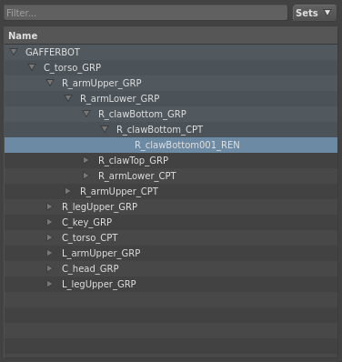 The Hierarchy View with a location selected