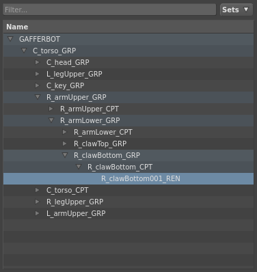 The Hierarchy View with a location selected