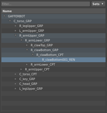 The Hierarchy View with a location selected