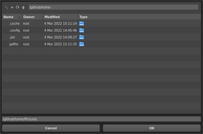 A custom default path in an image node's file browser