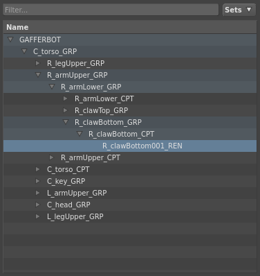 The Hierarchy View with a location selected