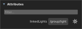 The linkedLights attribute of an object as it appears in the Scene Inspector.