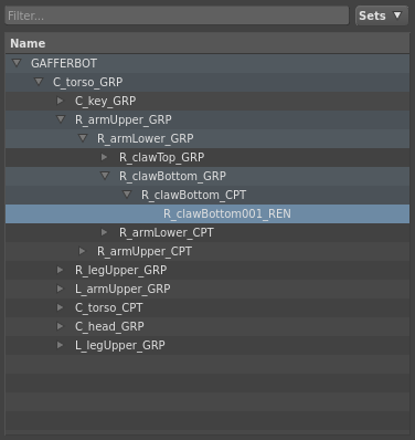 The Hierarchy View with a location selected