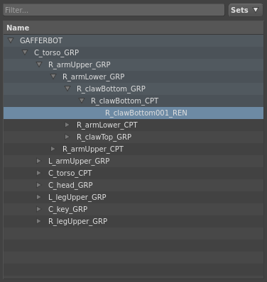 The Hierarchy View with a location selected