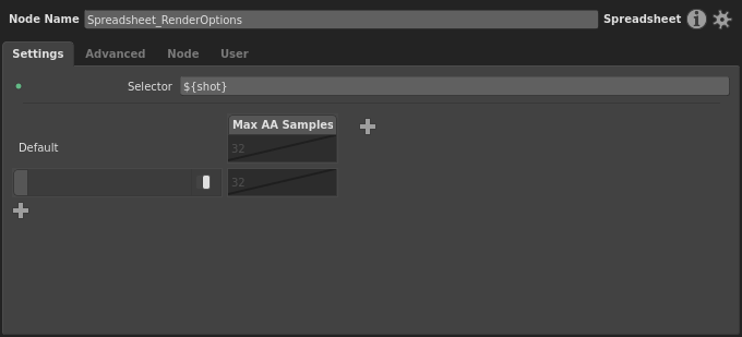 The spreadsheet with a value in the Selector plug