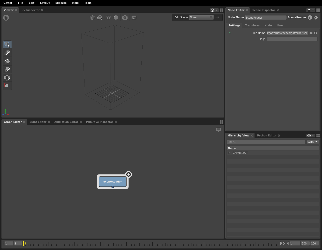 The bounding box of the selected SceneReader node