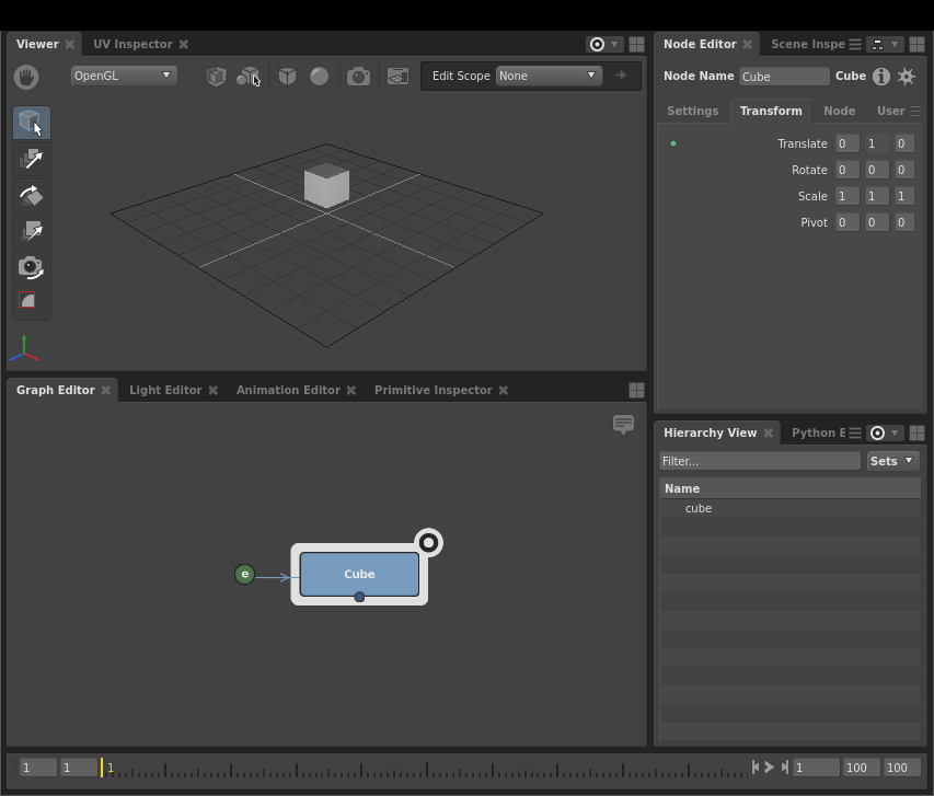 A basic scene network, where an expression uses a Context Variable to drive a plug.