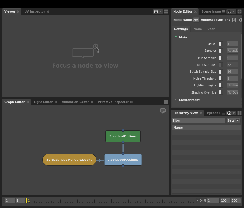 Spreadsheet node in the Graph Editor and a new Node Editor window