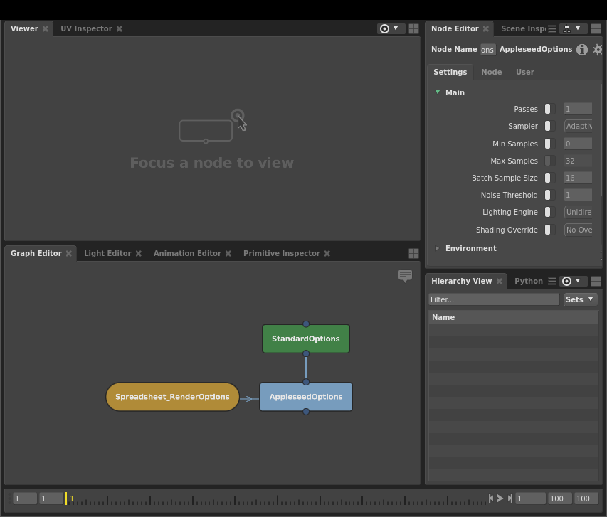 Spreadsheet node in the Graph Editor and a new Node Editor window