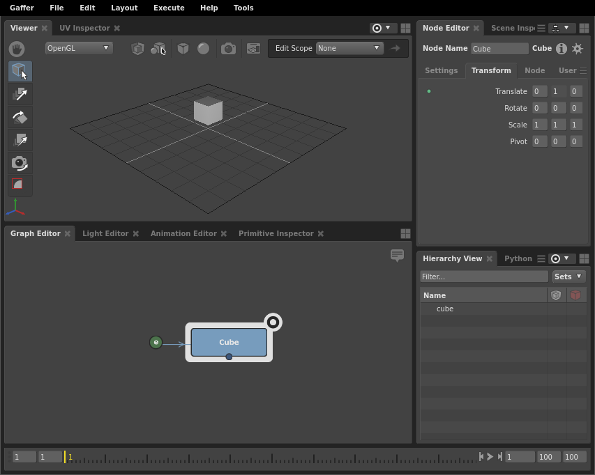 A basic scene network, where an expression uses a Context Variable to drive a plug.