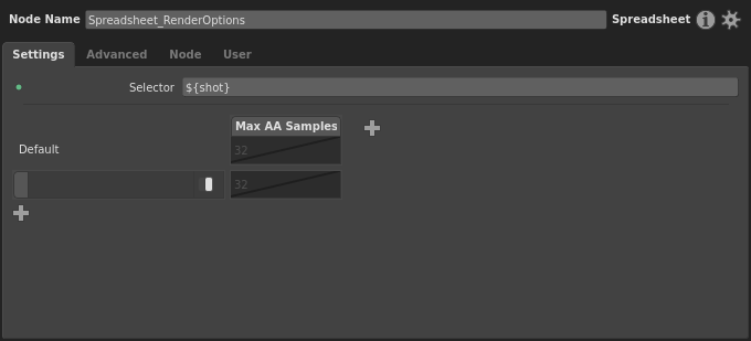 The spreadsheet with a value in the Selector plug